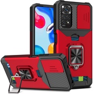 Armor Phone Case for Xiaomi Redmi Note 11 Pro Plus Casing Magnetic Ring Holder Protect Camera Phone Cover for Redmi Note 11 Pro 4G 2022 Global 11Pro 5G 11S Slide Wallet Card Slot