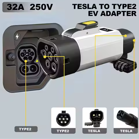 NACS to Type 2 Lockable anti-theft Adapter Electric Vehicle Charger Connector 32A 7KW 250V Tesla Cha