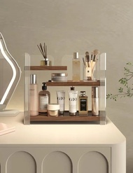 美顏香水化妝品收納 胡桃木香氛置物架 保養品收納 美妝收納