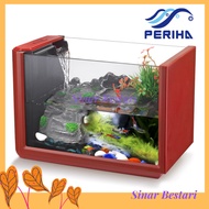 Periha Table Top Mini Aquarium Kit 300S With Pump Filter LED Lighting Nano Tank Small Fish Akuarium 