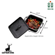 Captain Stag Square Dutch Oven Cast Iron Small Pot 18cm UG3072