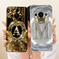 For Redmi A3 Case Aesthetic Luxury A-Z Letters Fashion Crown 2D Painted Casing 23129RN51H 23129RN51X