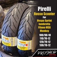 ยาง Pirelli Rosso scooter สำหรับ Vespa Sprint Lambretta X300 Filano MSX Monkey lead ขอบ 10 12