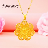 Pmrawc | Au999 Hollow Orange Flower Pendant 24K Gold Necklace FS966
