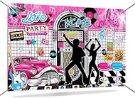 Mocsicka 50s Birthday Party Banner Rock 72.8 x 43.3 Inch and Roll Back to 50's Backdrop Background 1