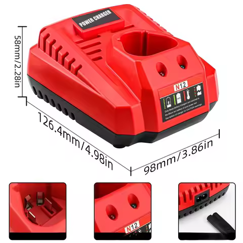 For Milwaukee 10.8V-12V 3A Fast Charger, Replacement for Milwaukee 12V Cordless Power Tool Lithium B