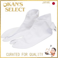 "Fukusuke Sarasa Broad White Cotton Tabi Socks - Unisex, 100% Cotton, 4-Piece Closure, Made in Japan