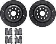 Dynamic Friction Company Rear Brake Rotors-Drilled and Slotted-Black with 5000 Advanced Brake Pads 8