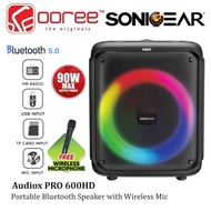 SONICGEAR AUDIOX PRO 600HD PORTABLE BLUETOOTH WIRELESS SPEAKER WITH WIRELESS MIC KARAOKE FUNCTION / 