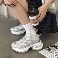 Lovito Sporty Sneakers Dad Shoes Thick Sole Sneakers Sneakers for Women LFA90272