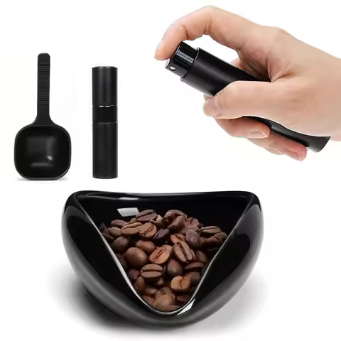 Coffee Bean Dosing Cup and Spoon Set Ceramic Dosing Vessel Measuring Tray Kit Coffee Tools Espresso 