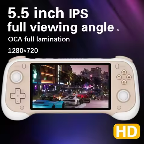 H55 Portable Handheld Game Console 64/128G, 5.5 Inch IPS Screen Open-source 3D PSP Retro Video Gamin