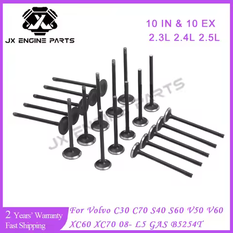 B5254T Engine Intake Exhaust Valve Set For Volvo 2.3 2.4 2.5 C30 C70 S40 S60 S80 V40 V50 V60 V70 XC6