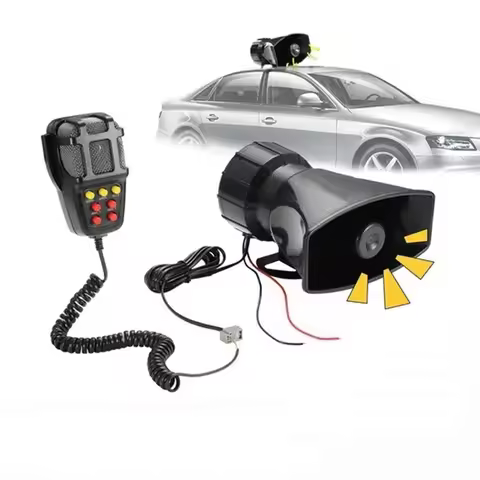 100W 7 Sound Car Alarm Horn DC12V 24V with MIC 125DB Loudspeaker Motorcycle Truck Siren Warning Spea