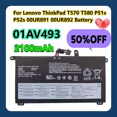 For Lenovo ThinkPad T570 T580 P51s P52s 00UR891 00UR892 01AV493 Battery