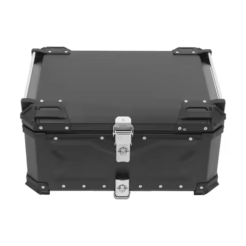 Motorcycle Luggage Box 65L Waterproof Trunk, Aluminum Alloy Rear Top Case with Secure Lock & Keys, L
