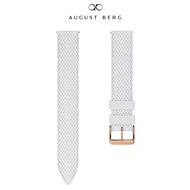 August Berg White Perlon Rose Gold Buckle Watch Strap