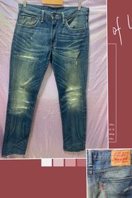 32腰牛仔褲-Levis511皮標 原本設計復古刷色刷破 窄版使用痕跡如圖