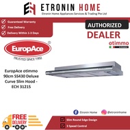 EuropAce otimmo 90cm Deluxe Curve Slim Hood ECH 3121S +EuropAce otimmo 2-Zone Vitro Ceramic Induction Hob EIH 5220V/5221
