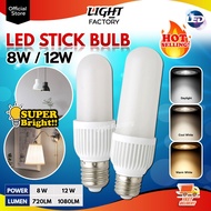 LED BULB 8W/12W E27 LED Stick Bulb Daylight/Coolwhite/Warmwhite LED Bulb