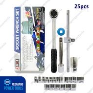 HDT SOCKET WRENCH SET 25 PC SOCKET WRENCH SHOCK SOCKET TOOL KIT SET 8 - 32 MM