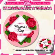 March 8 Happy Women's Day Stickers March 8 Round Rose Greeting StampsDecoration Cards, Bouquets, Gif