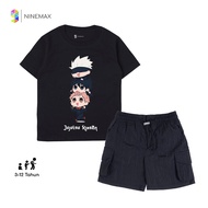 Casual Boys' Outfit – Gojo Satoru & Stylish Crinkle Short Cargo T-Shirt Ages 3-12 Years