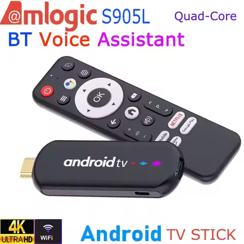 Android TV Stick Amlogic S905L Quad Core 4K Video WiFi BT Voice Assistant Remote Control Media Playe