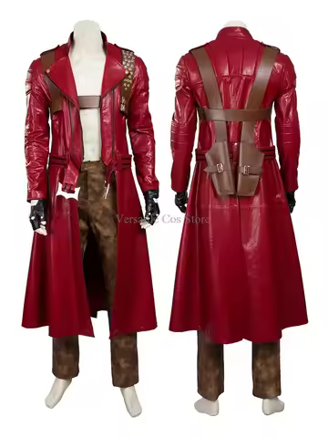 Devil Cos May Cry 3 Cosplay Costumes Dante Men's Game Uniforms Wig Red Long Poncho Jacket Set Hallow