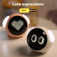 Children LED Emoticon Pixel Alarm Clock Smart Luminous Alarm Student Bedside Snooze Digital Emoji Or