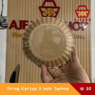 Piring Kertas 5 Inch Techno - Isi 10 Pcs - Piring Kertas Kecil Sekali Pakai untuk Kue & Snack