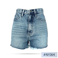 Niyom jeans NYJ64 กางเกงขาสั้น ผ้าไม่ยืด สียีนส์อ่อน แต่งต้นขาลุ่ย