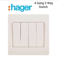 HAGER MUSE 4 Gang 2 Way Switch (WGML142)