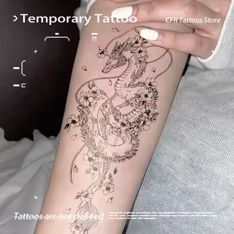 Fake Tatto Dragon Herbal Juice Tattoo Stickers Temporary Tattoos Hotwife Party Gift Charm Tatuaje Iv