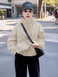 TIANQIANHUI | Áo Khoác Nữ Có Mũ Double Zipper Đệm Ấm