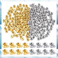 [G V W E] 80pcs Crimp Beads for Jewelry Making, Gold Silver Spacer Beads Metal Bead Stopper Crimp Ch