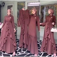 Airin Set Gamis Inner Plus Outer Polos Wanita Remaja Dewasa Model Terbaru 2023 Mewah Elegan Semi Formal OOTD Kondangan Cewek Bandung Longdress 2in1 Bahan Jatuh Ceruty Babydoll Kualitas Premium Trend Outfit Fashionable Outher Baju Dalaman Dan Luaran Other