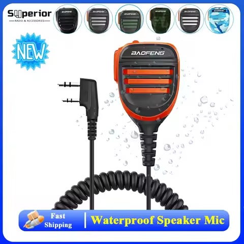 Baofeng UV-18 Pro Max UV-5RH Waterproof Speaker Microphone Tactical Mic 2PTT for UV-25 Pro DM-1701 U