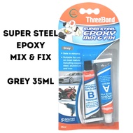 100% ORIGINAL THREEBOND SUPER STEEL EPOXY MIX & FIX 35ML GREY THREEBOND GUM BESI KUAT 2 TON GLUE 2 T