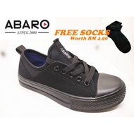 ABARO 2631 KASUT HITAM/ Sarung +Tali/ WATERPROOF/ ABARO SECONDARY SCHOOL SHOES SPORTY DESIGN