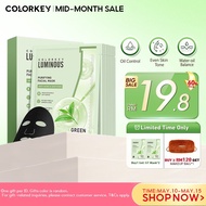 COLORKEY Luminous Green Tea Facial Sheet Masks 10 ea, Oil Control & Acne Care, Deep Hydration, BHA, 