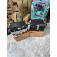 SMRT ALUMINIUM TOP BOX TANKER 28L 45L KOTAK PETI ALUMINIUM BLACK/SILVER +BASE PLATE BOX MOTOR BUNDLE