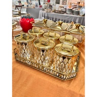 Balang kuih Raya acrylic canister kedap udara gold food storage