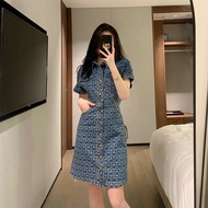 Small Fragrance French Polo Collar Denim Dress Summer Fashion One Piece Denim Dress 🔥6.4🔥