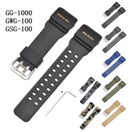 Resin Silicone Strap for Casio G-SHOCK GSG-100 GG-1000 GWG-100 Men Replacement Watch Band Sport Wate