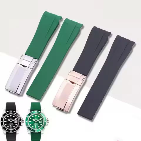 20mm 21mm Rubber Watch For Rolex Black Green Blue Water Ghost Ditongna GMT RUBBER B Silicone Waterpr