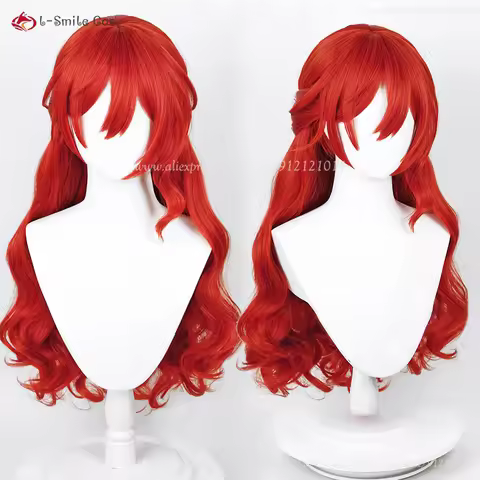 HSR Himeko Cosplay Wig 66cm Red Curly Wigs For Women Cosplay Anime Wig Heat Resistant Synthetic Hair