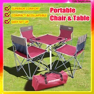 5Pcs / 3Pcs Set Folding Chair Desk Bench Seat Portable Table For Outdoor Camping Picnic BBQ With Free Storage Bag