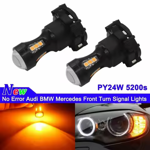 BMTxms 2x PY24W LED Turn Signal Lights Canbus For Audi Q5 B8 A4 BMW E90 E91 E92 E93 F25 E70 F10 F11 