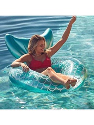 1個美人魚游泳圈水上漂浮毯水上毯漂浮墊水上漂浮氣墊床充氣游泳池漂浮划艇椅,可攜式